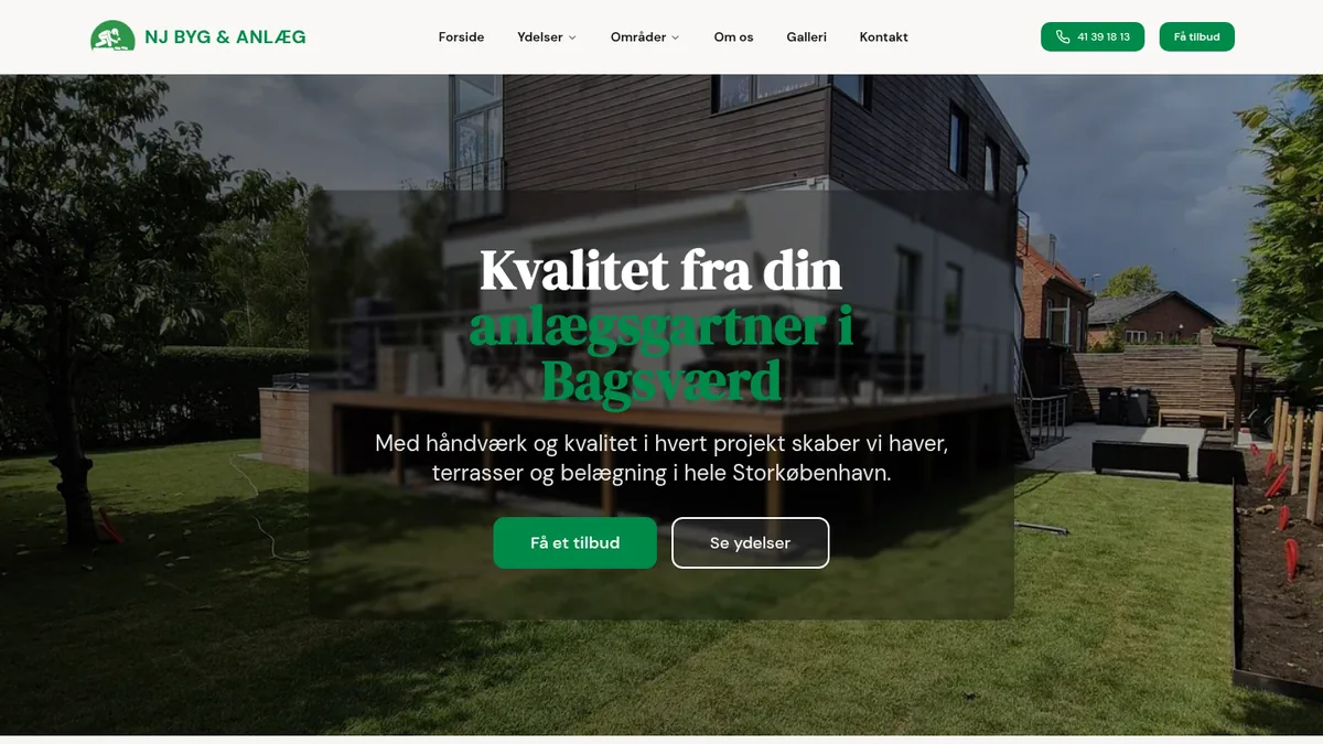 Forsiden af njbygoganlaeg.dk, som den så ud i oktober 2026.